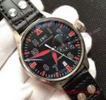 Replica IWC Big Pilots 7 days Muhammad Ali watch SS Black and Red Dial